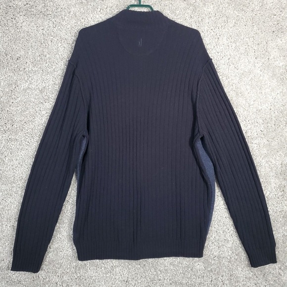 Johnnie-O Mens Wool Sweater Size Large Blue Quarter Zip Ribbed Pullover Preppy - Picture 7 of 11
